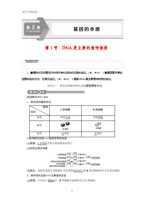 人教版生物必修二讲义：第3章 第1节 DNA是主要的遗传物质含答案