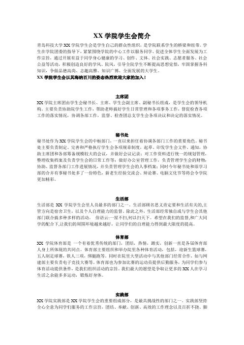 XX学院学生会简介