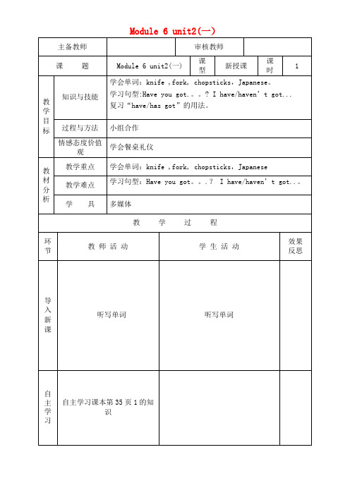 六年级英语上册Module6unit2(一)教学案外研版(三起)(最新整理)