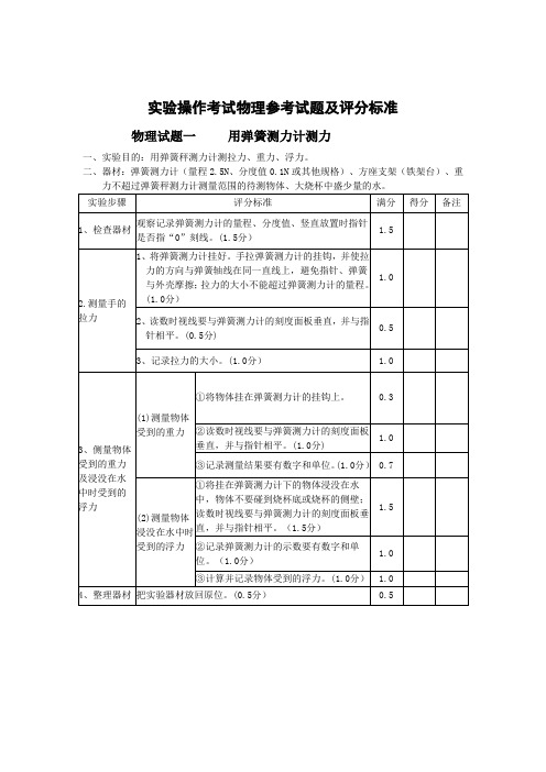中考实验操作-物理