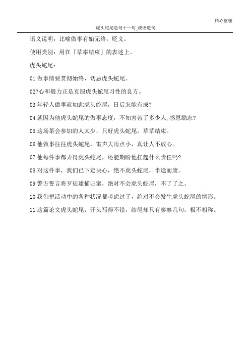 虎头蛇尾造句十一句_成语造句