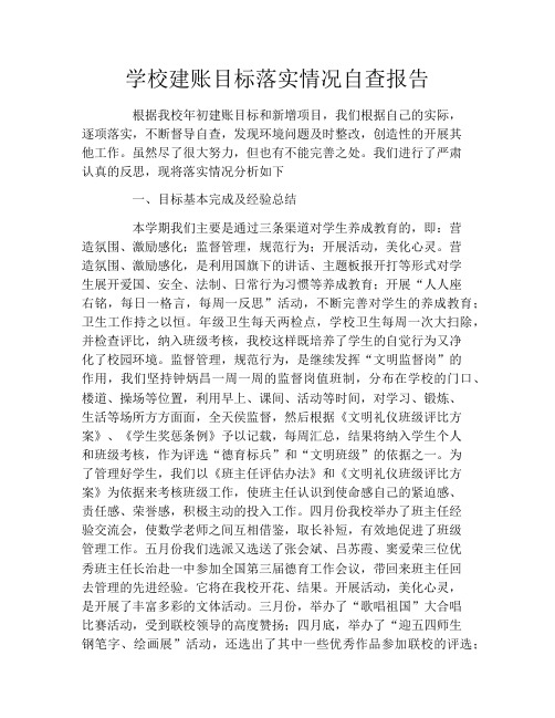 学校建账目标落实情况自查报告