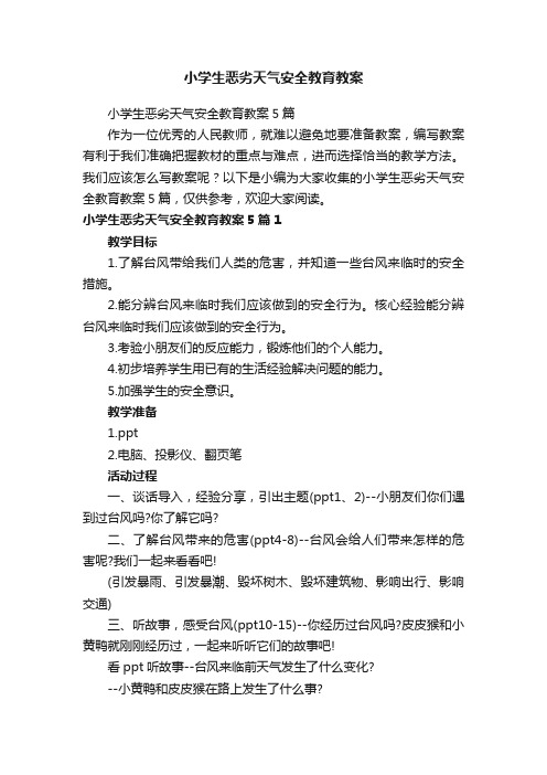 小学生恶劣天气安全教育教案5篇