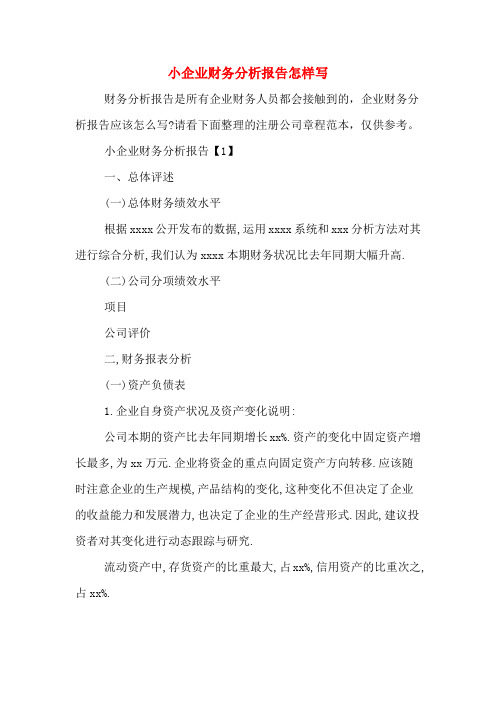 2019年小企业财务分析报告怎样写