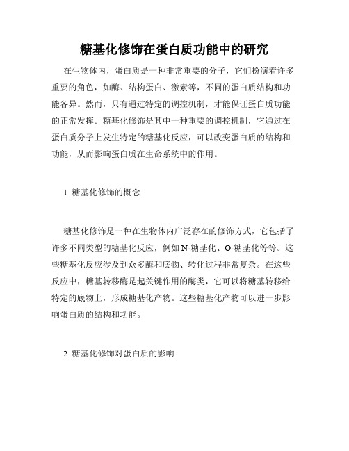 糖基化修饰在蛋白质功能中的研究