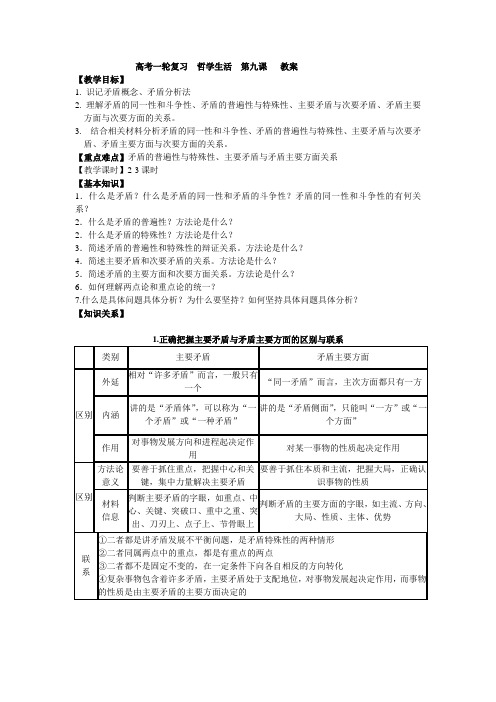 高考一轮复习  哲学生活  第九课   教案