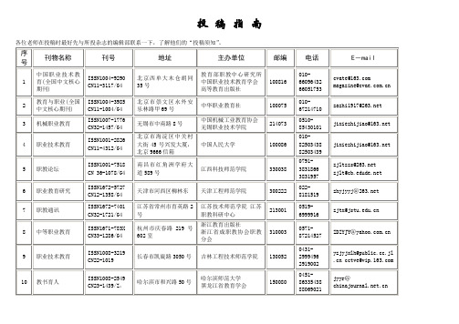 期刊联系方式