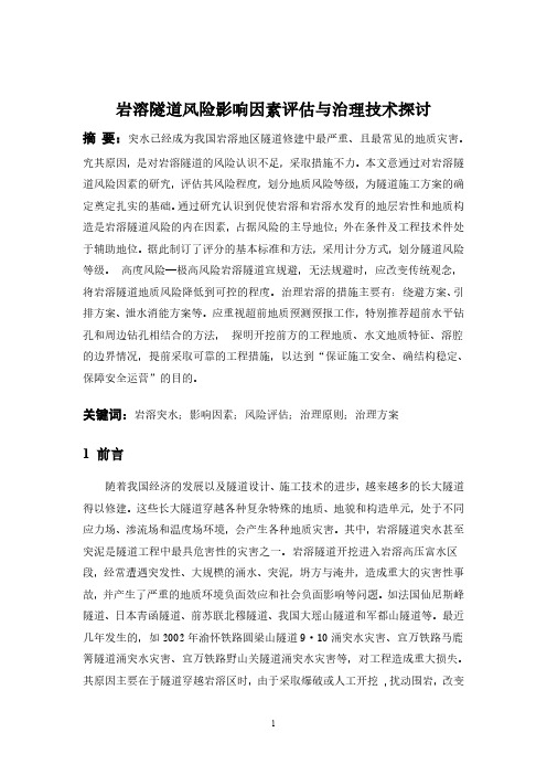 岩溶隧道风险影响因素评估与治理技术探讨