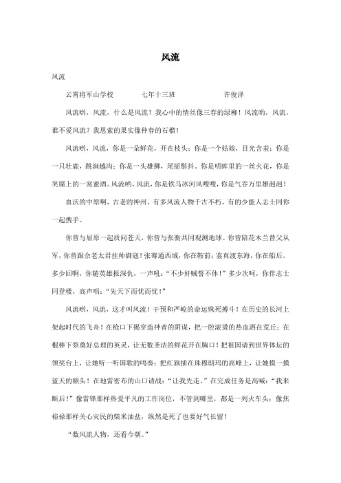 风流_初中初三作文800字