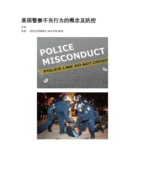 美国警察不当行为的概念及防控