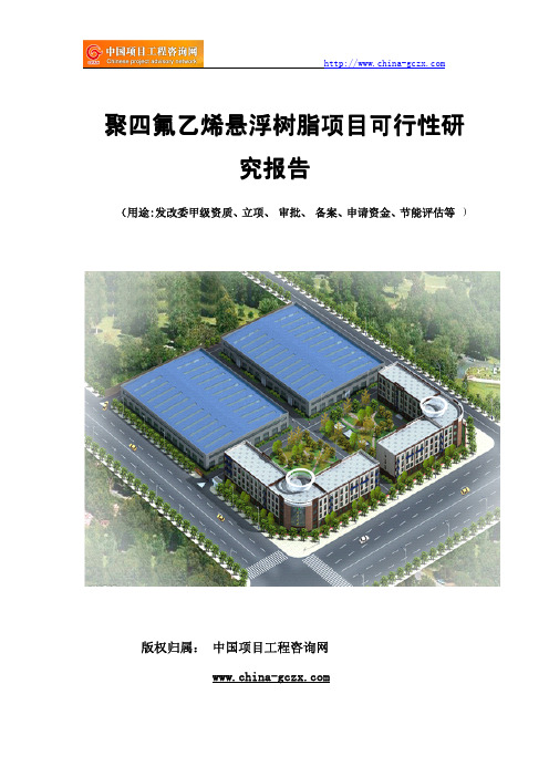聚四氟乙烯悬浮树脂项目可行性研究报告(专业经典案例)