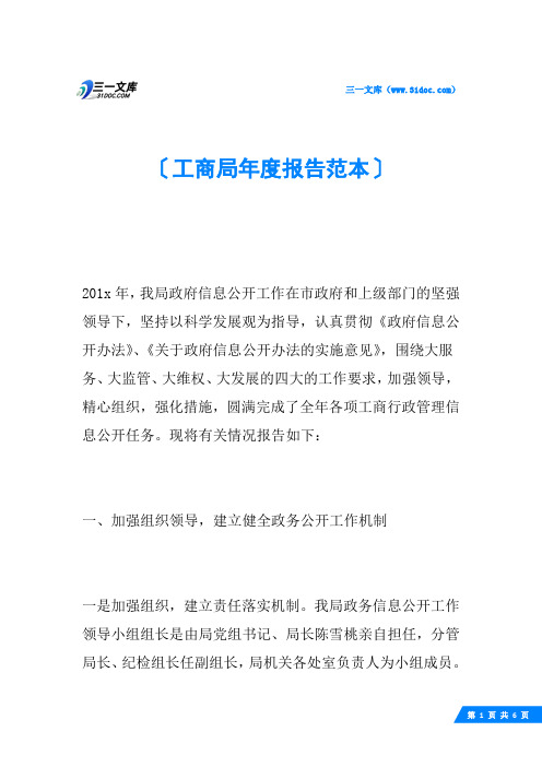 工商局年度报告范本
