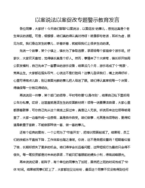 以案说法以案促改专题警示教育发言