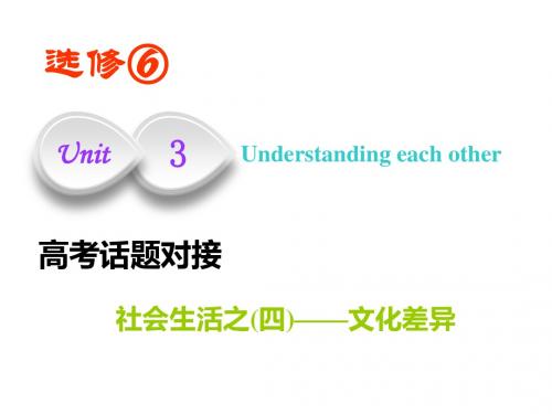 2019版一轮复习英语译林版：选修六    Unit  3  Understanding each other