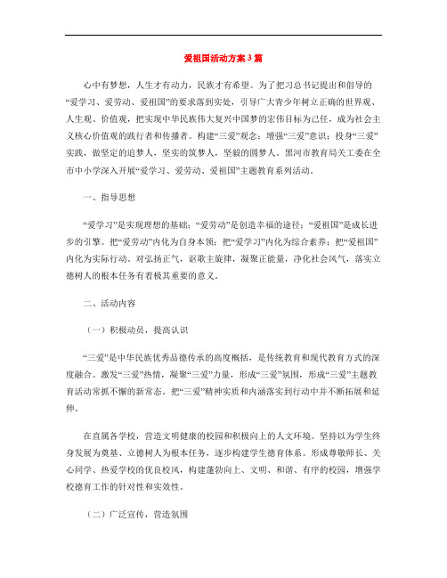 爱祖国活动方案3篇