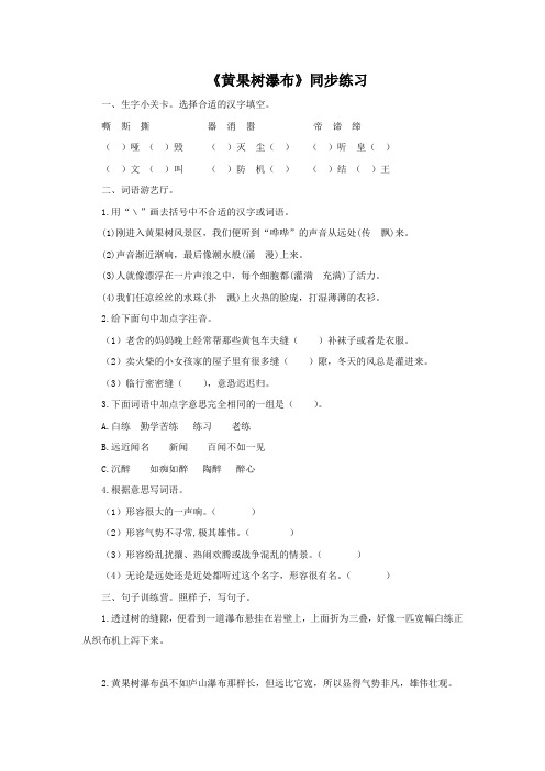 17《黄果树瀑布》同步练习2