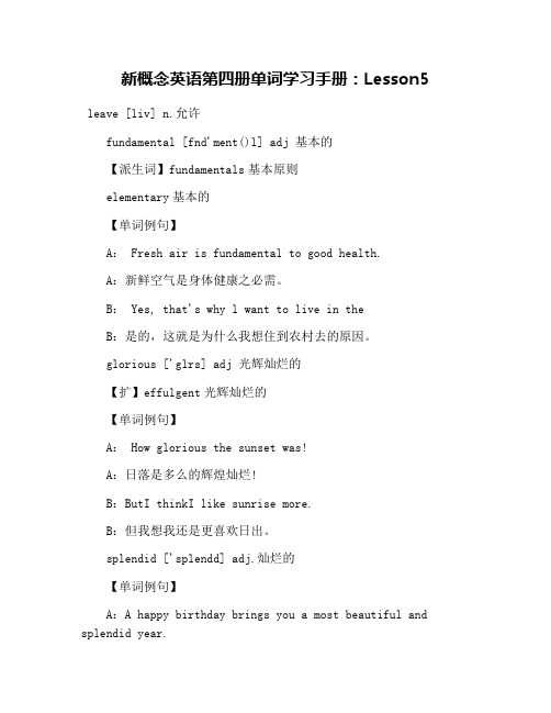 新概念英语第四册单词学习手册：Lesson5