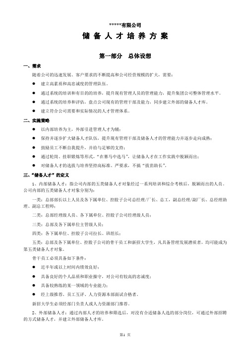 选拔与培养储备人才干部培养方案