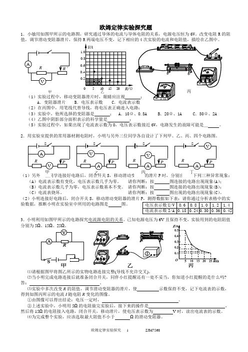 中考专项复习：欧姆定律 (实验探究2)