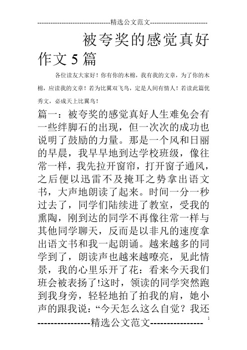 被夸奖的感觉真好作文5篇_0