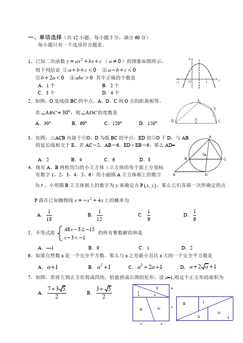 高校中考自主招生数学考试题(多套)