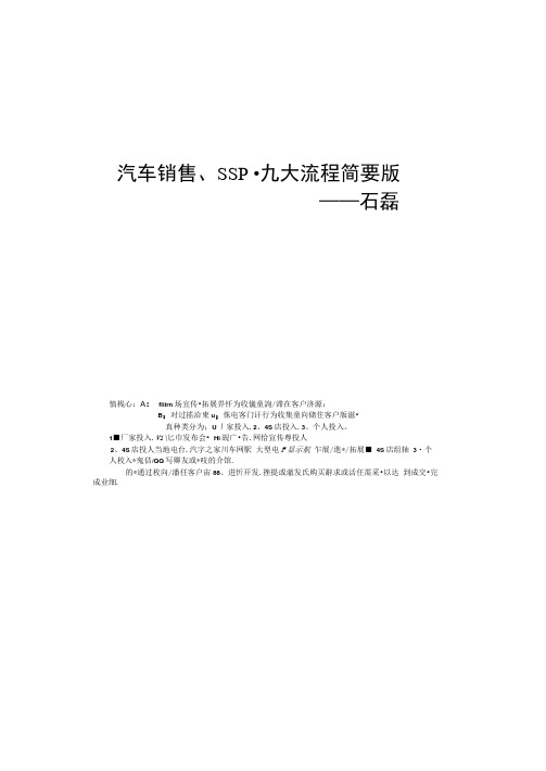 汽车销售~SSP九大流程