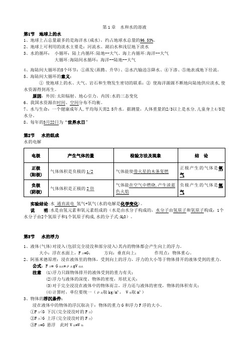 八年级上册 科学知识点汇总(全册内容)