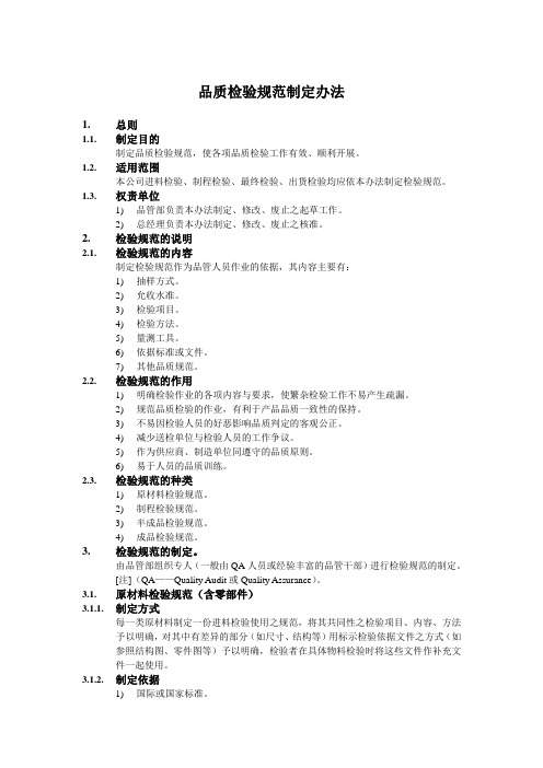 品质检验规范制定办法.doc