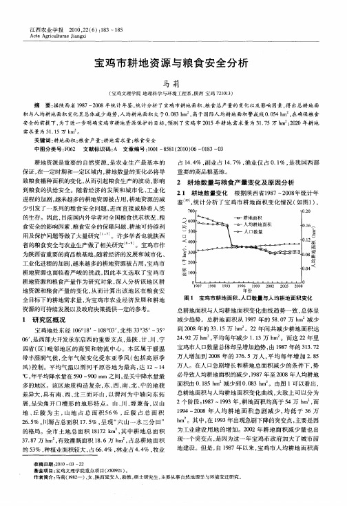 宝鸡市耕地资源与粮食安全分析