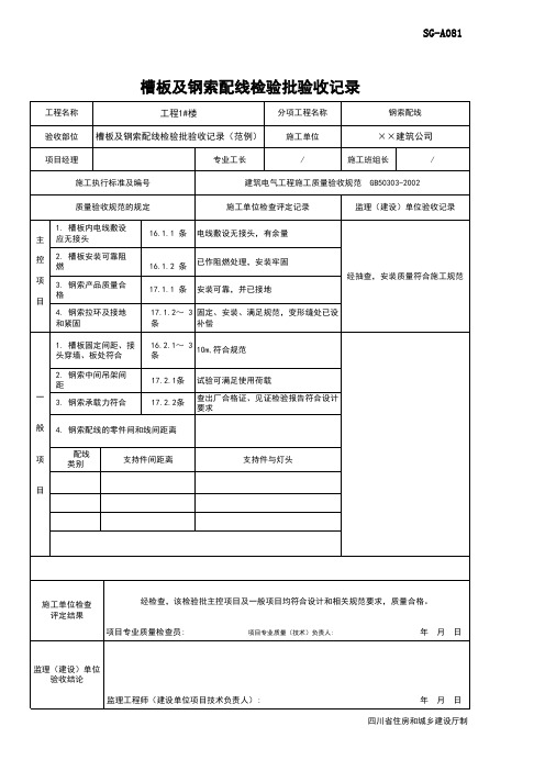槽板及钢索配线检验批验收记录(范例)