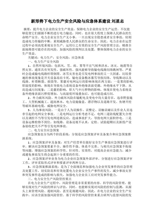 新形势下电力生产安全风险与应急体系建设 刘星志