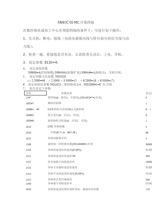 FANUC 0I-MC开第四轴
