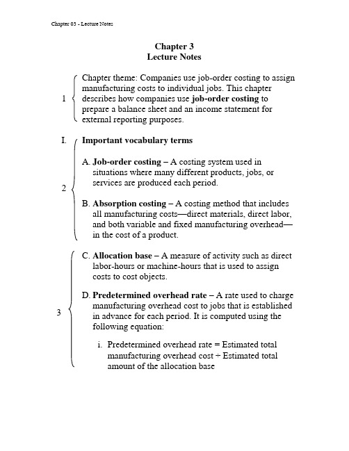 加里森管理会计讲义笔记英文版最新精品GNB_16e_CH03_LectureNotes