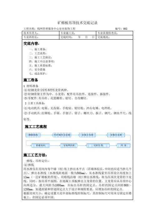 (完整word版)矿棉板吊顶技术交底2