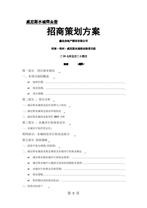 威尼斯水城商业步行街招商方案-18页word资料