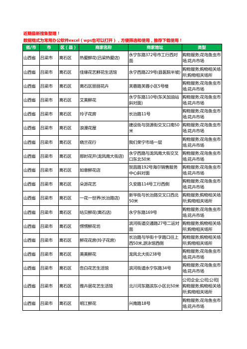 2020新版山西省吕梁市离石区花卉工商企业公司商家名录名单黄页联系方式电话大全111家