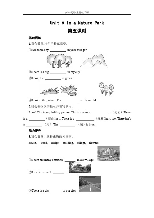 人教PEP版-英语-五年级上册-【练无忧】5A Unit 6 In a Nature Park同步练习及答案(第5课时)