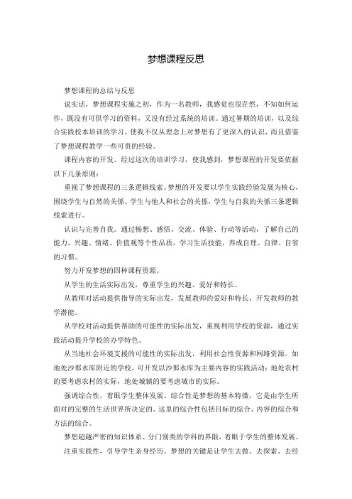 梦想课程反思
