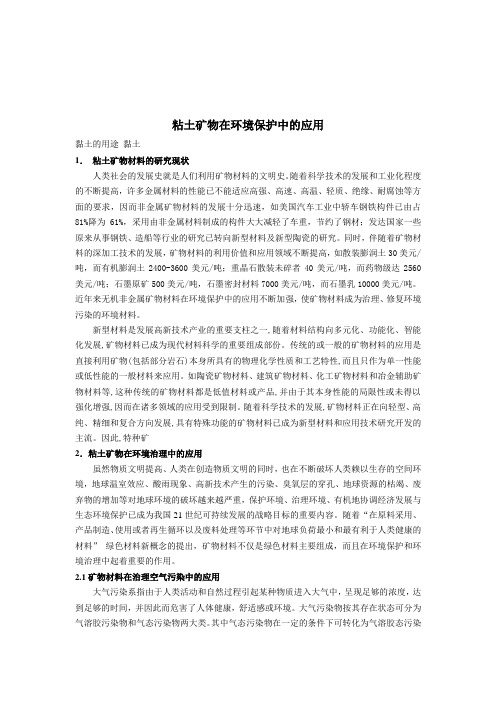 粘土矿物在环境保护中的应用研究