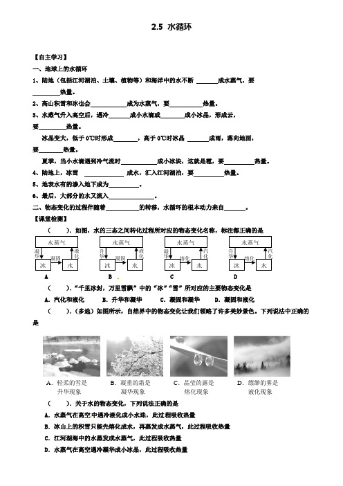 八年级物理上册2.5水循环学案