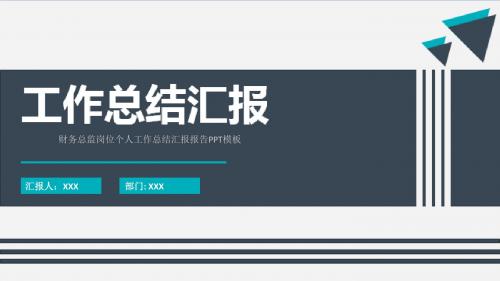 财务总监岗位个人工作总结汇报报告PPT模板
