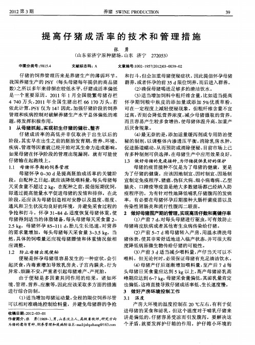 提高仔猪成活率的技术和管理措施
