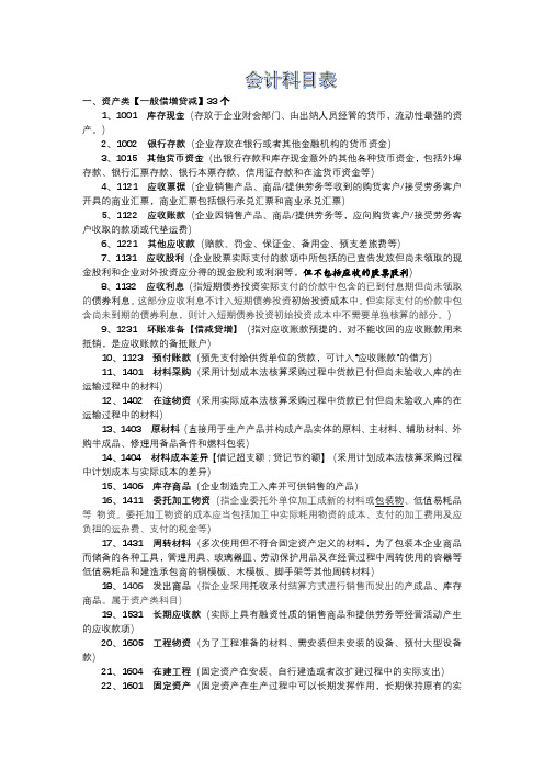 会计科目表【新编】(1)