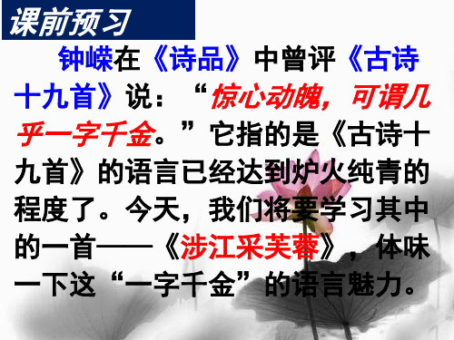 人教版语文 必修2  第七课  涉江采芙蓉   课件  (共56张PPT)