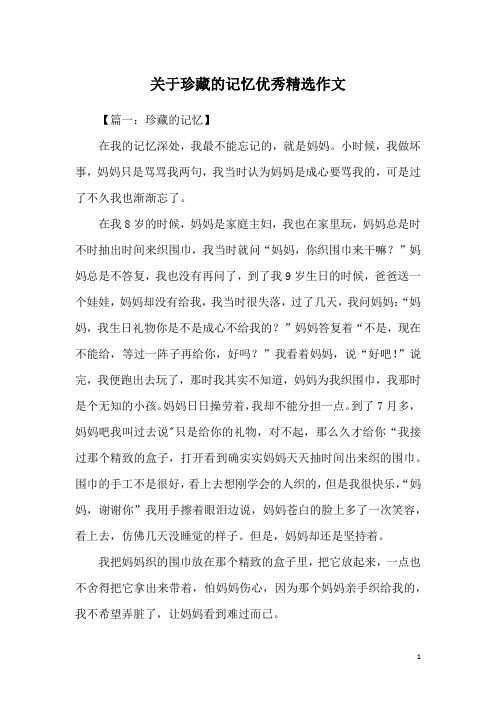 关于珍藏的记忆优秀精选作文