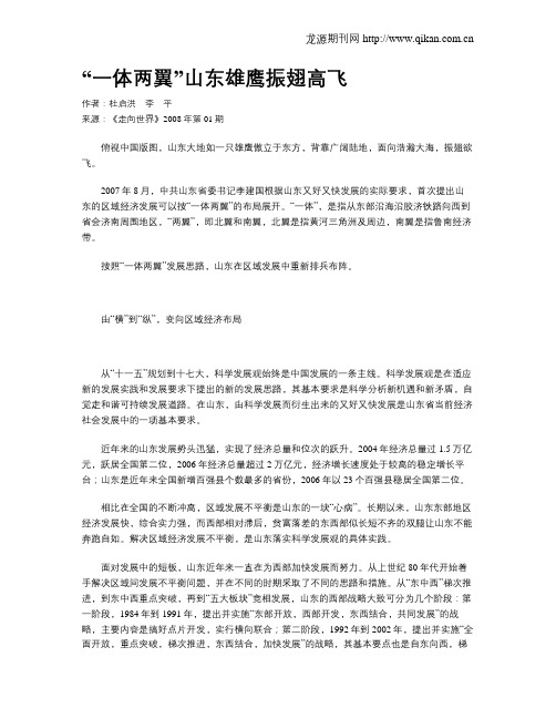 “一体两翼”山东雄鹰振翅高飞