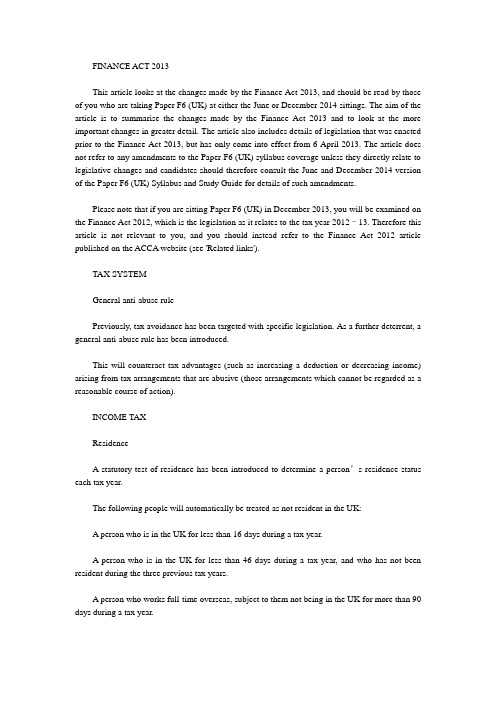 FINANCE ACT 2013