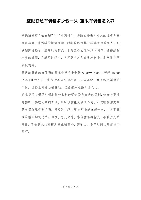 蓝眼普通布偶猫多少钱一只 蓝眼布偶猫怎么养