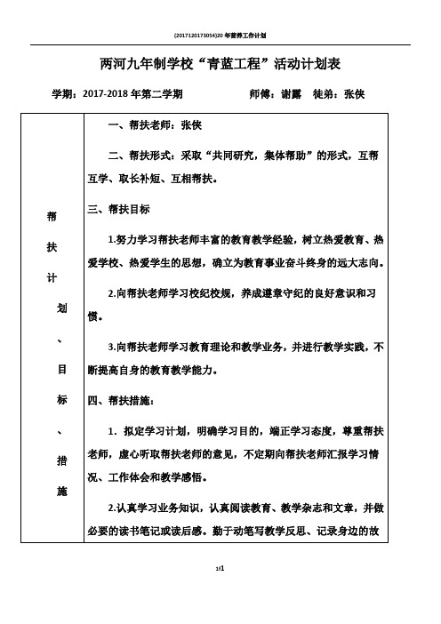“青蓝工程”活动记录表--