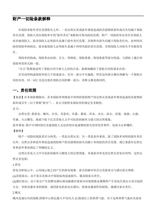 财产一切险条款解释